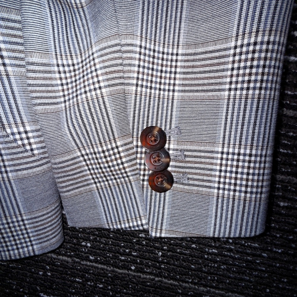 Houston White Plaid Blazer Shorts Set Women M NWT Grey Glen Check Suit - Picture 13 of 16